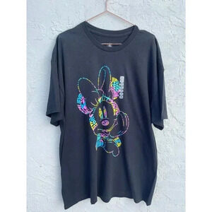 Disney Minnie Mouse Womens Pullover Short Sleeve Graphic T Shirt Black 2XL